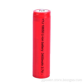 High-capacity 18650 Li-ion battery with 3,400mAh, 3.7V